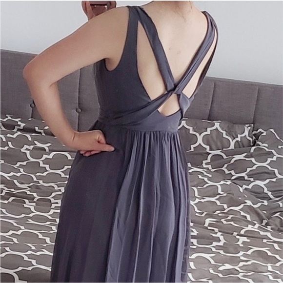 NWT Adrianna Papell Women's 2 Gray Chiffon Drape Back Gown Long Dress XS Formal - Picture 10 of 16